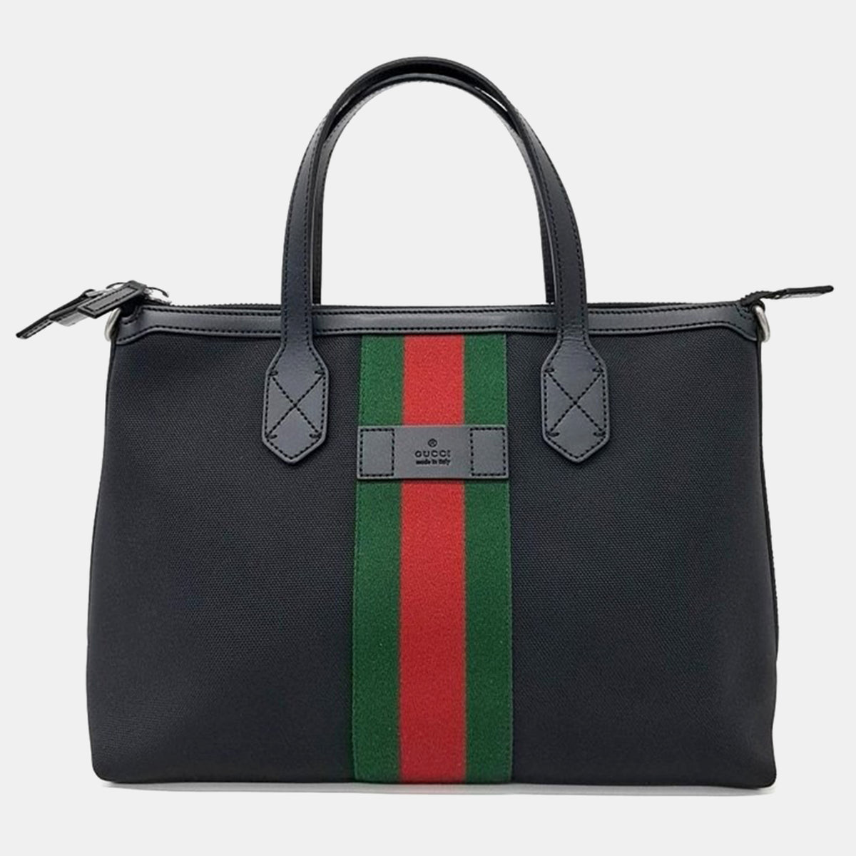 Gucci Black Techno Canvas Web Vertical Tote Bag