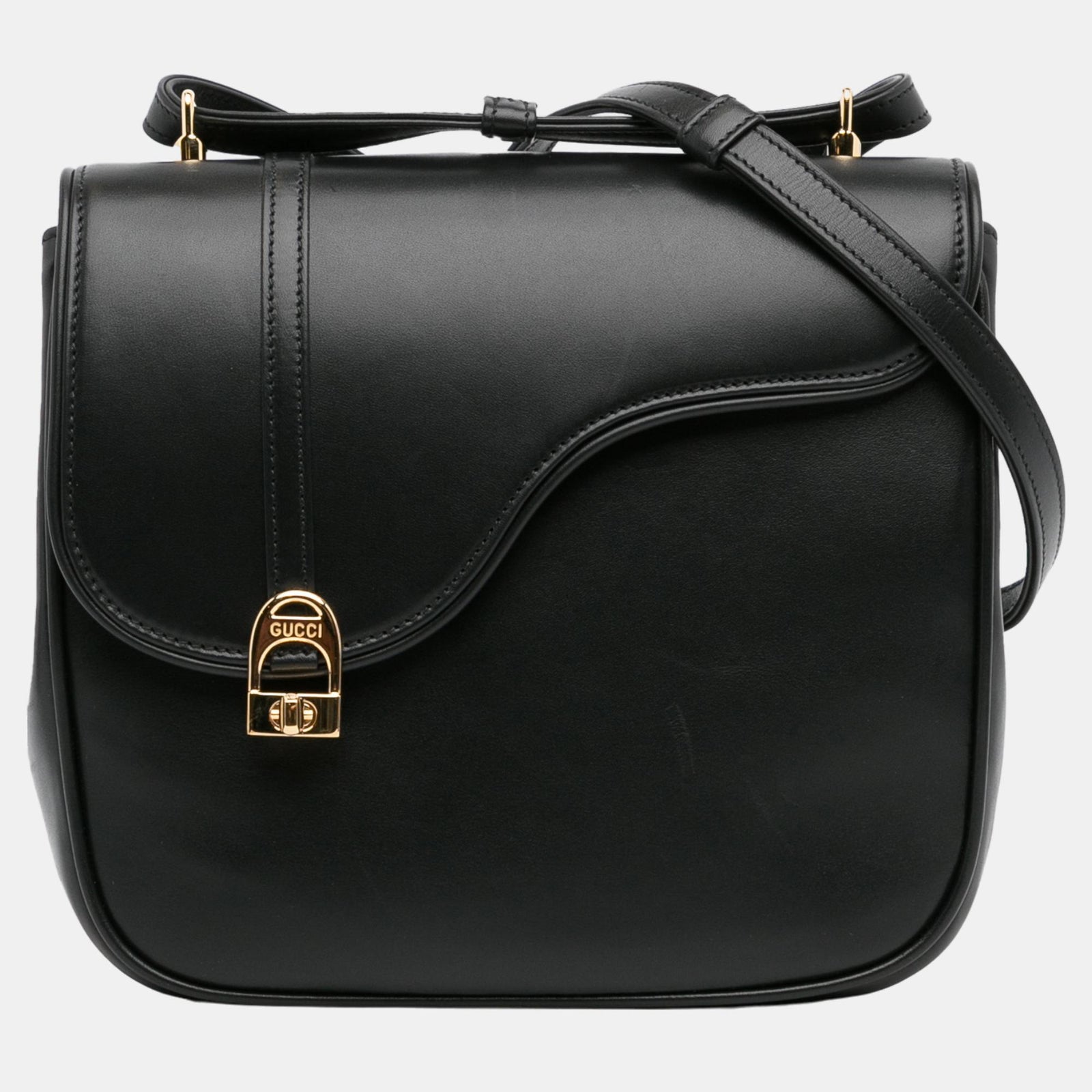 Gucci Black Leather Equestrian Crossbody