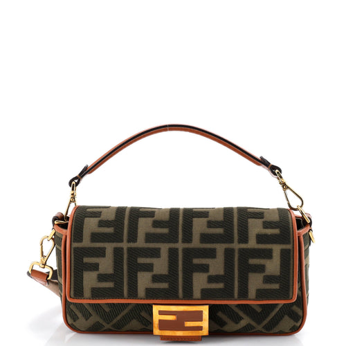 FENDI Baguette NM Bag Zucca Embroidered Canvas Medium
