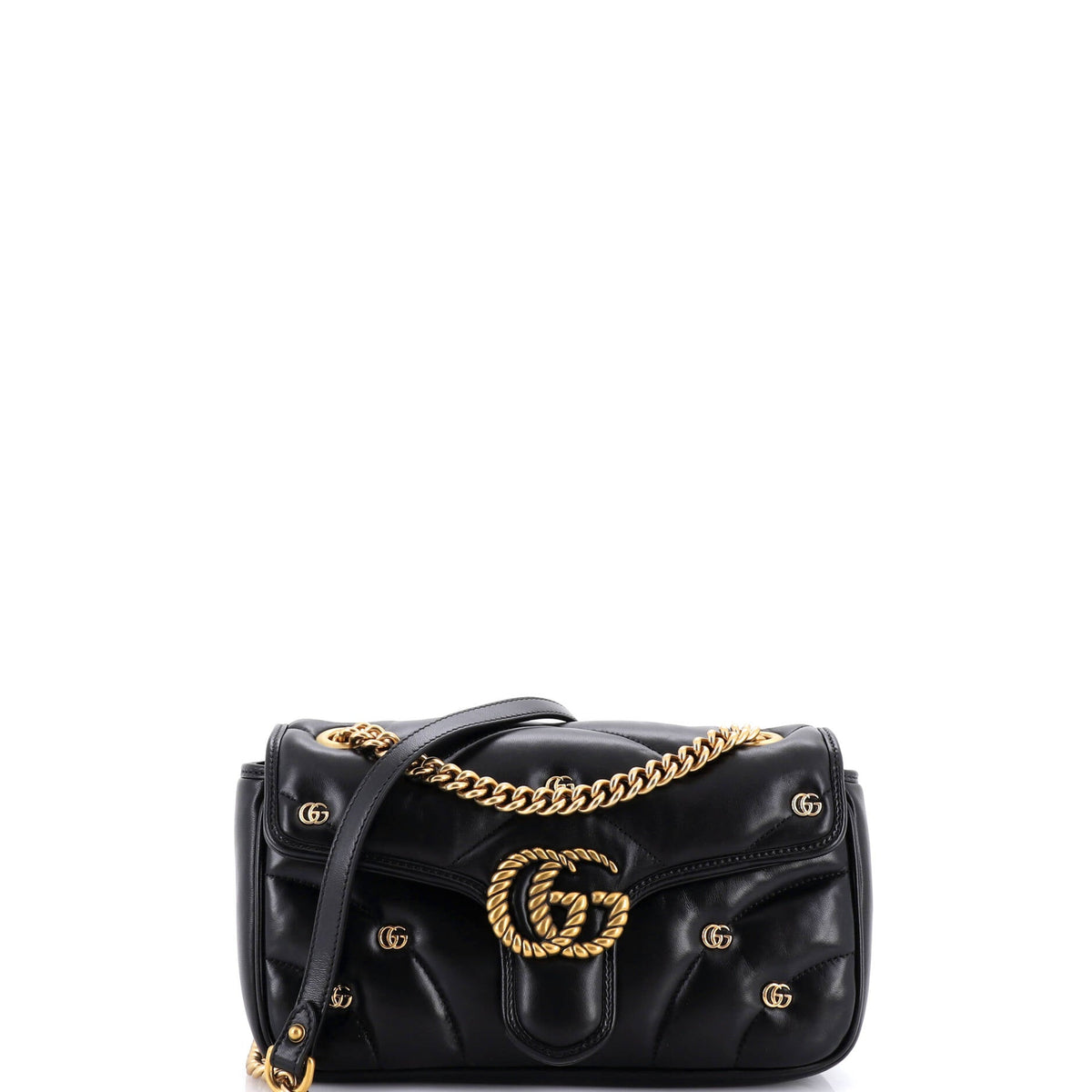 Gucci GUCCI GG Marmont Flap Bag Studded Matelasse Leather Small