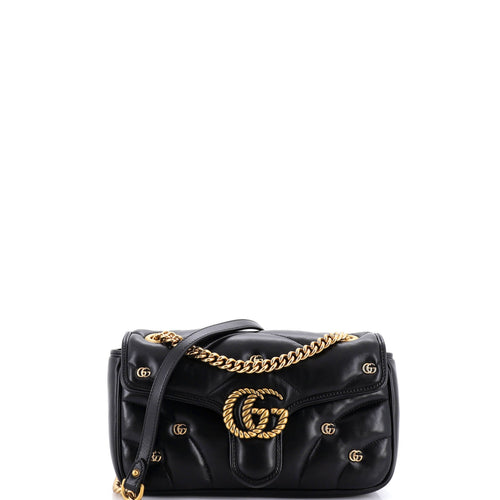 GUCCI GG Marmont Flap Bag Studded Matelasse Leather Small