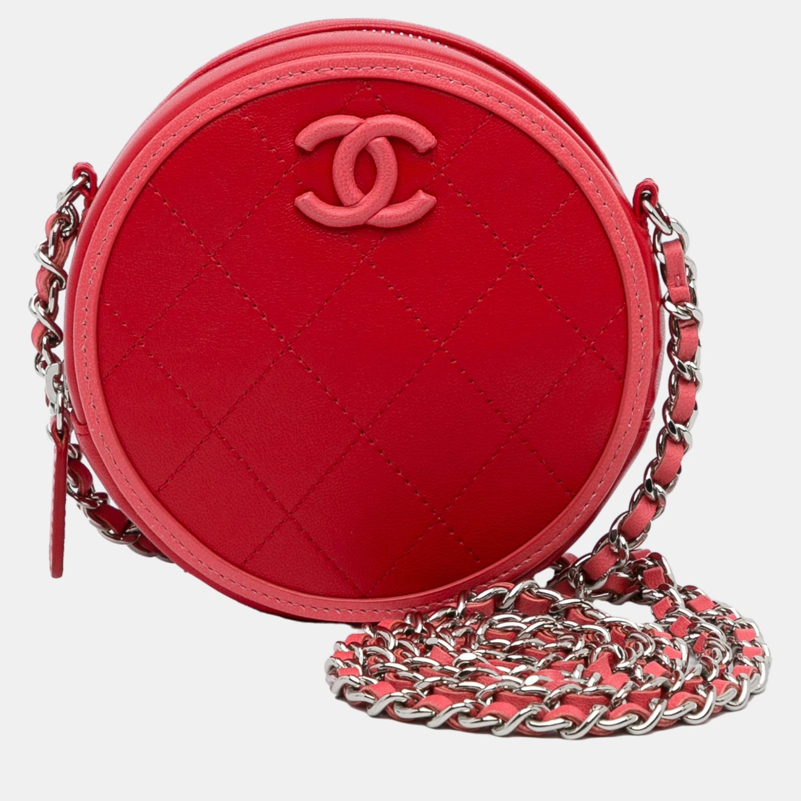 Chanel Rote, runde Umhängetasche Color Pop CC