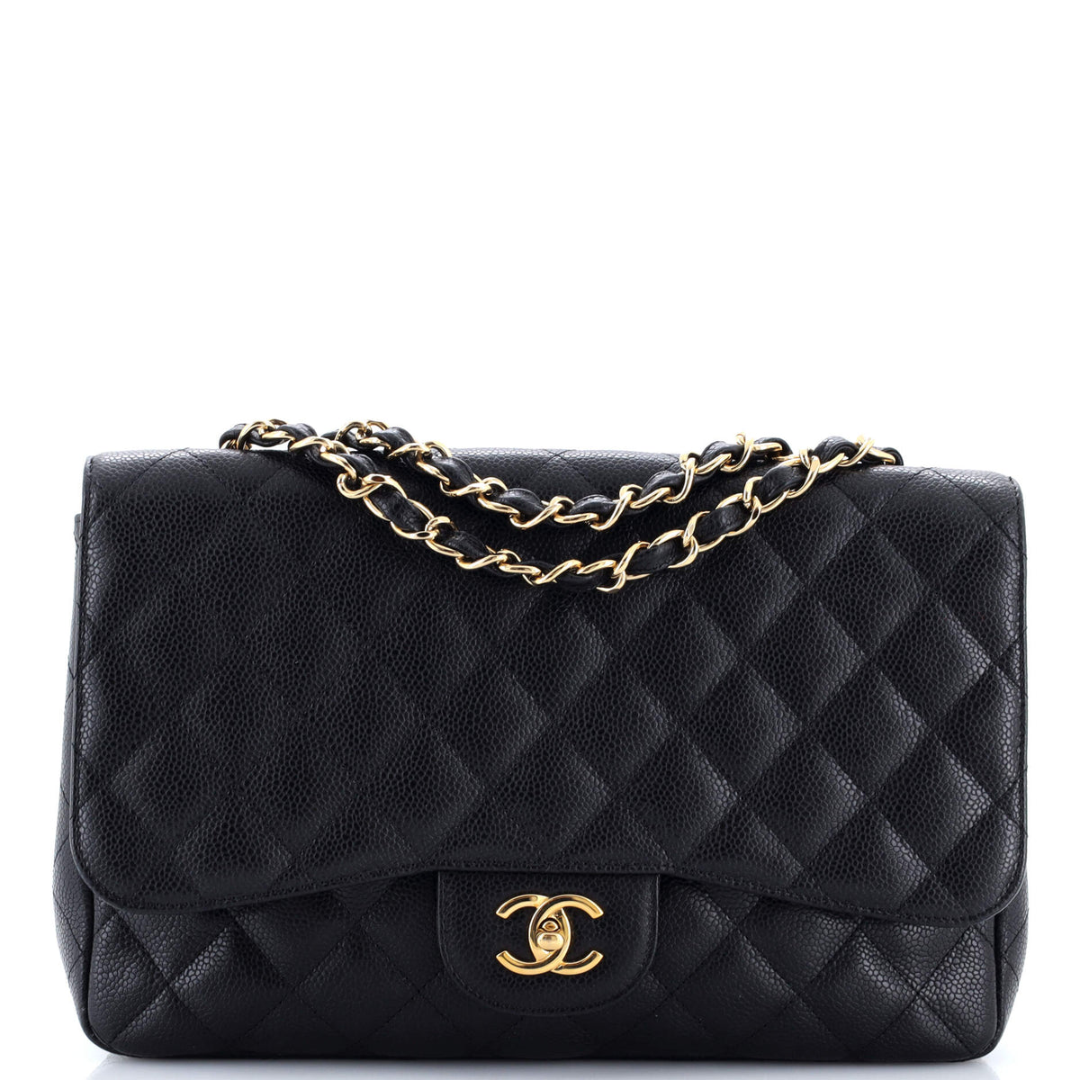 Chanel CHANEL Vintage Classic Single Flap Bag Quilted Caviar Jumbo