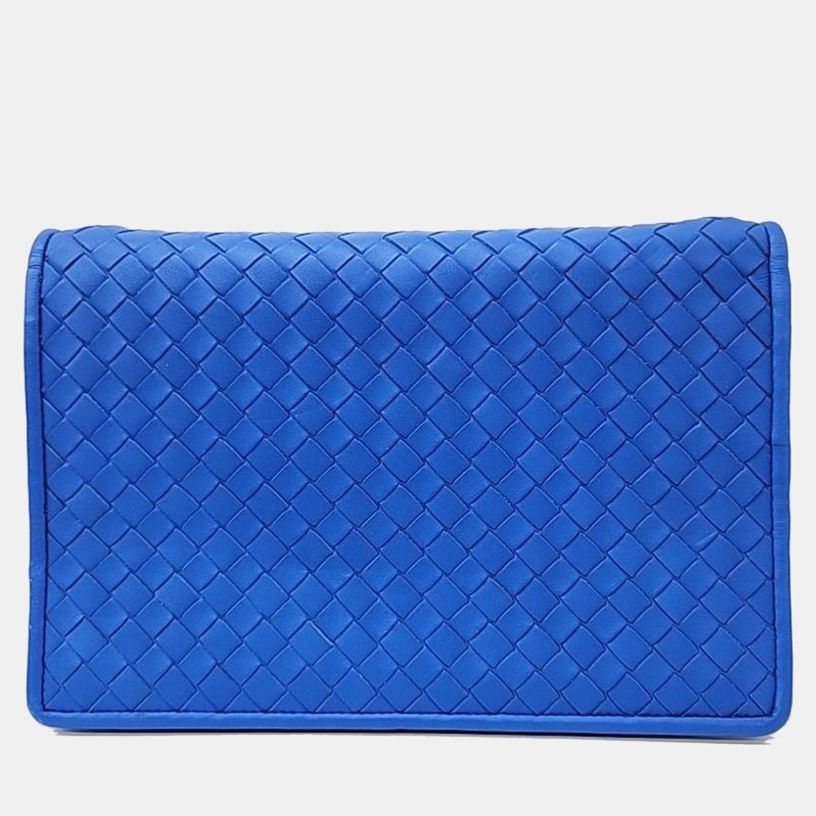 Bottega Veneta Sac à bandoulière en maille et cuir Intrecciato bleu