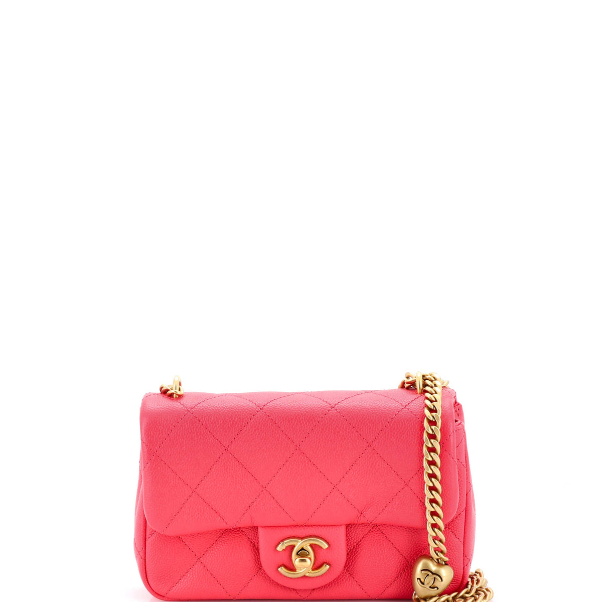 Chanel CHANEL Sweet Heart Chain Flap Bag Quilted Caviar Mini