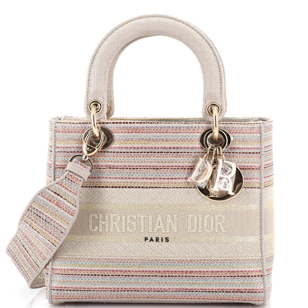 Christian Dior Lady D-Lite Bag Embroidered Canvas Medium