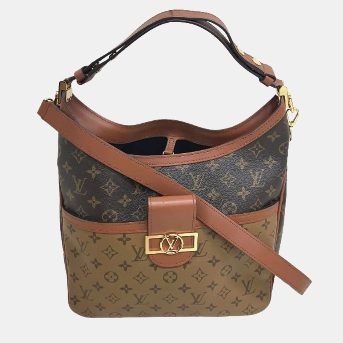 Louis Vuitton Monogram Reverse Hobo Dauphine MM Shoulder Bag