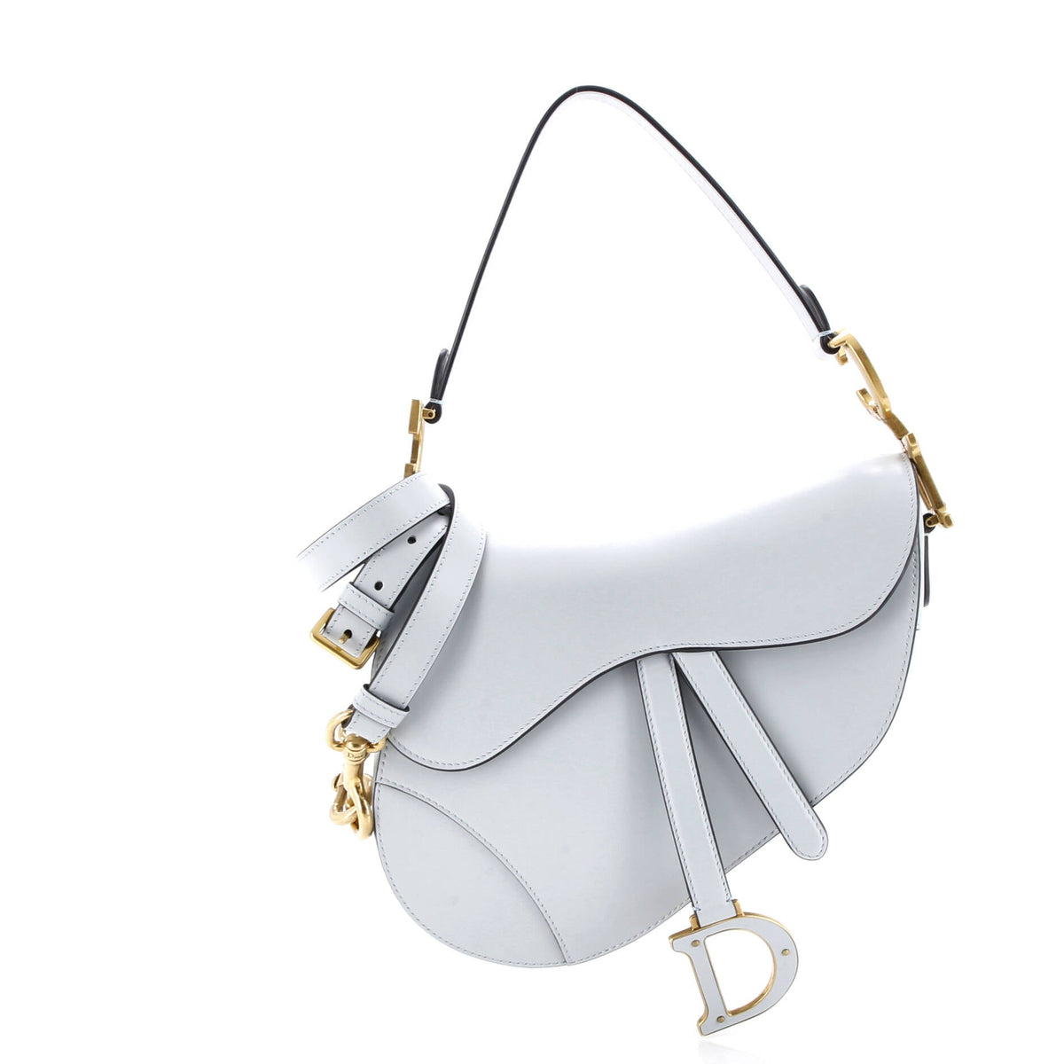 Christian Dior Saddle Handbag with Strap Leather Medium