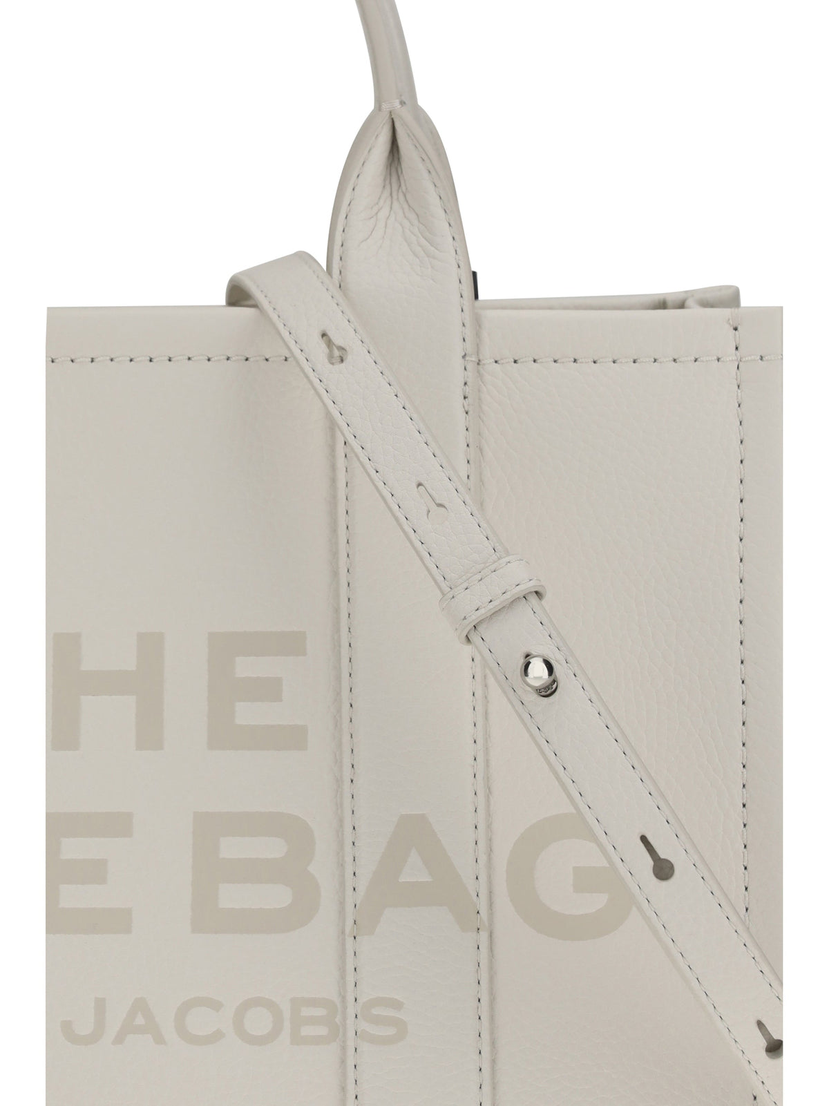 Marc Jacobs Marc Jacobs Belt Shoulder Shoulder Grained Calf Leather Tote Bag - White