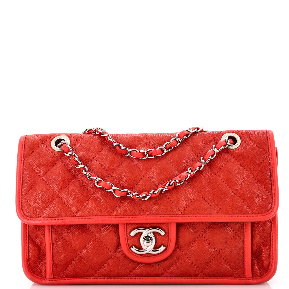 CHANEL French Riviera Flap Bag Quilted Caviar Medium