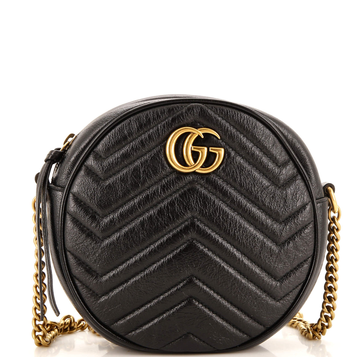 Gucci GUCCI GG Marmont Round Shoulder Bag Matelasse Leather Mini