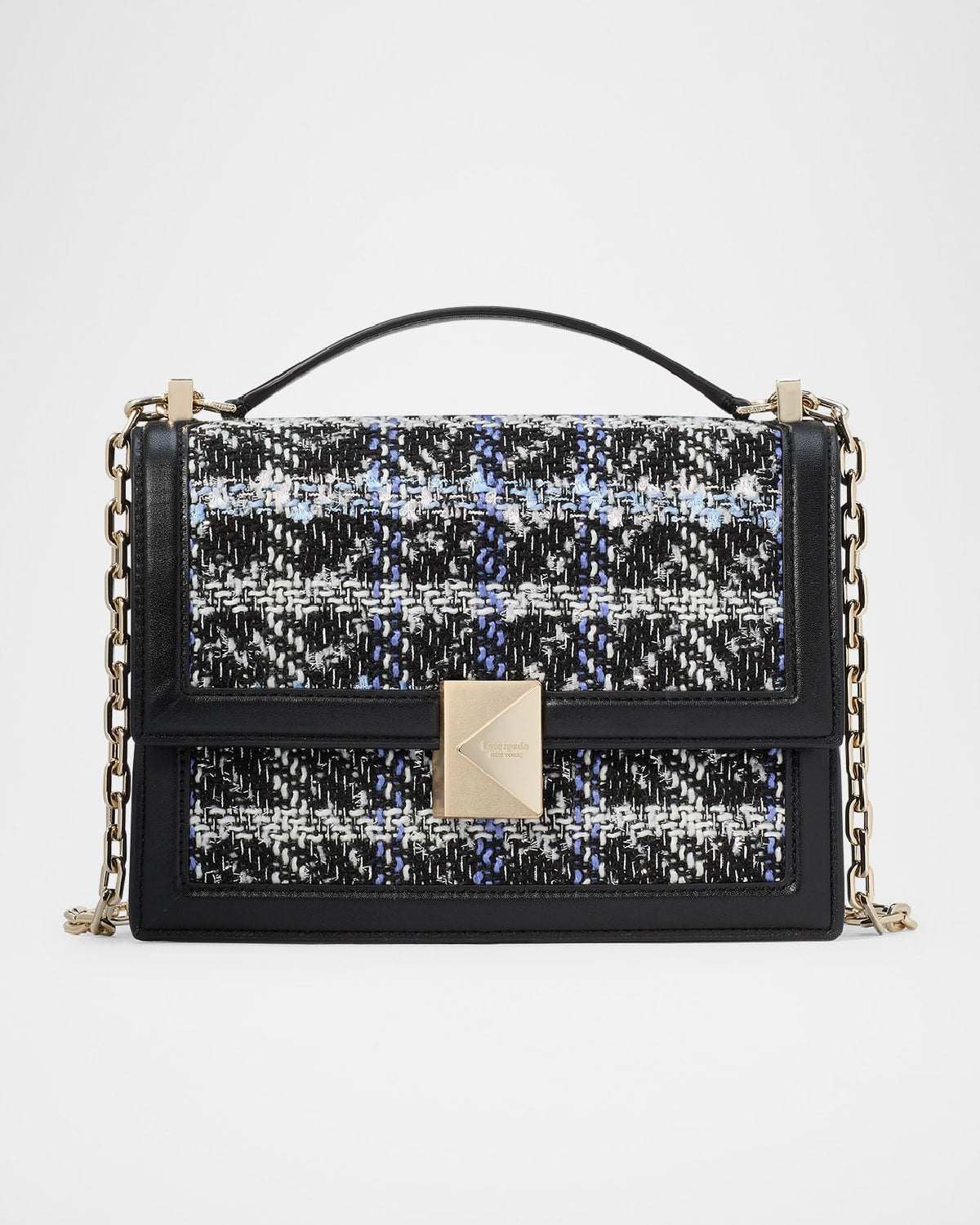 Kate Spade New York deco plaid tweed shoulder bag