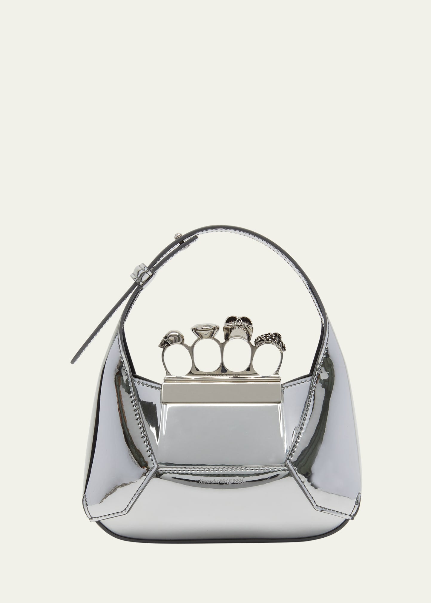 Alexander Mcqueen Mini-Tasche mit Jewel Skull-Griff in Metallic