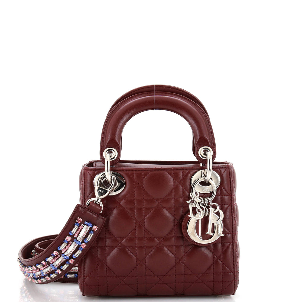 Lady Dior Bag Cannage Quilt Lambskin with Crystal Detail Mini