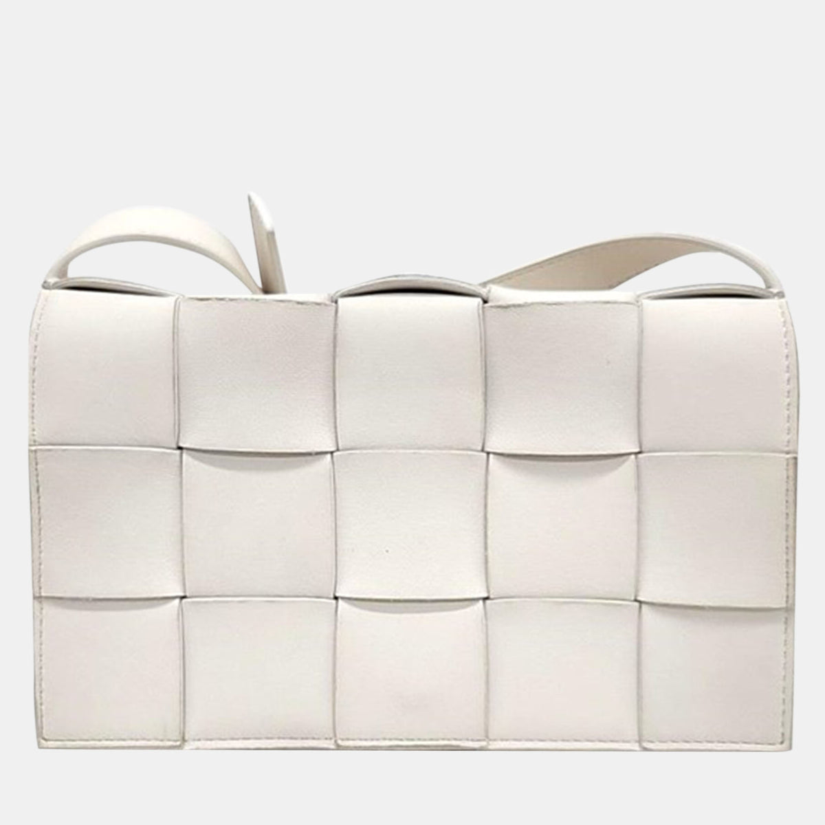 Bottega Veneta White Leather Cassette Shoulder Bag
