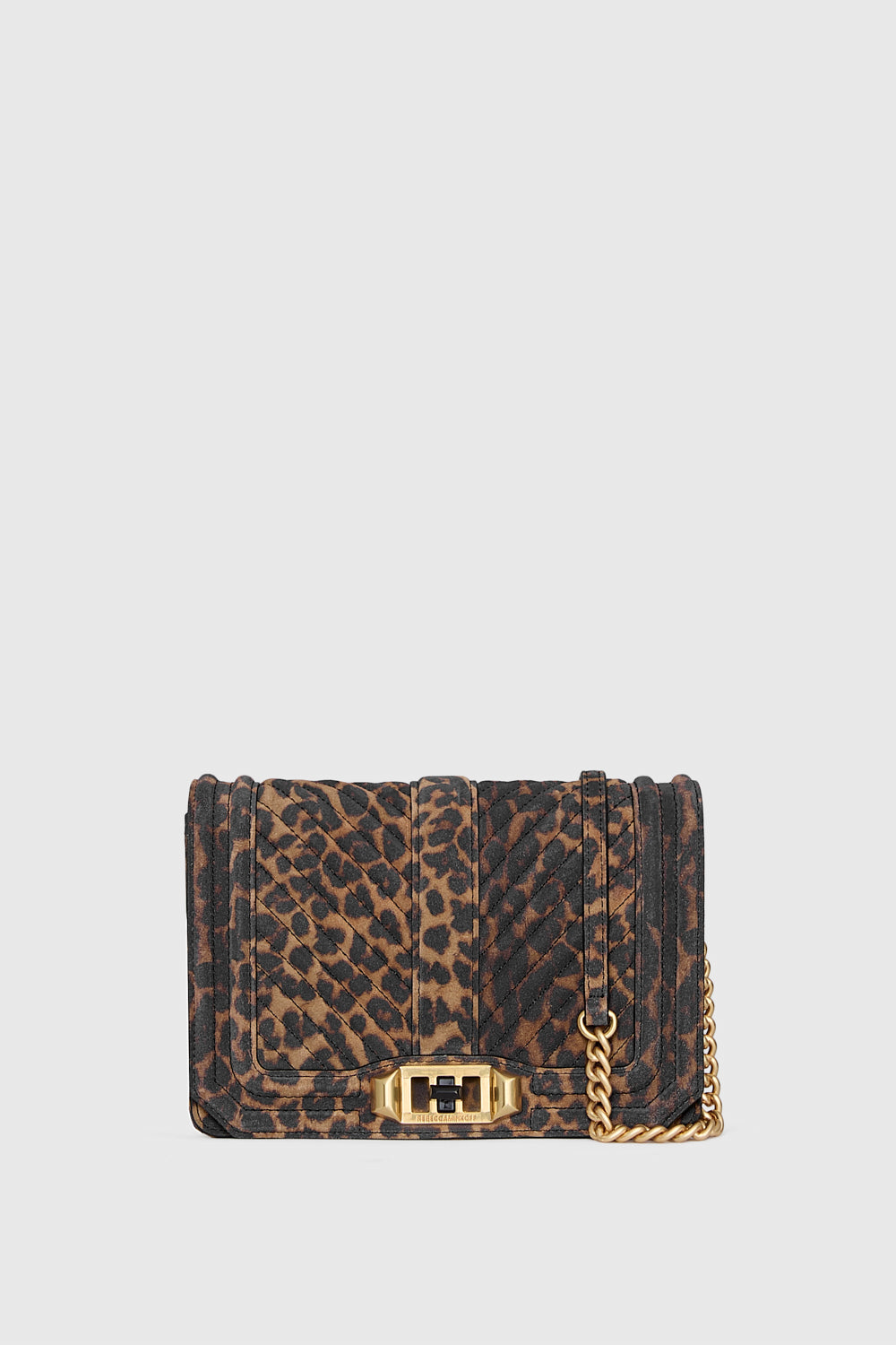 Rebecca Minkoff Chevron Quilted Small Love Crossbody Bag In Leopard