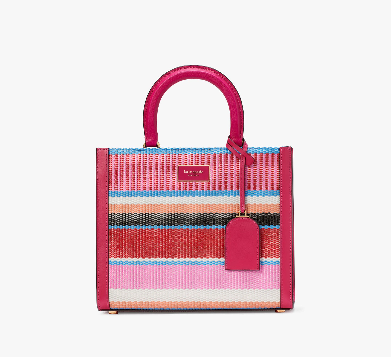 Kate Spade New York Manhattan Striped Woven Straw Small Tote