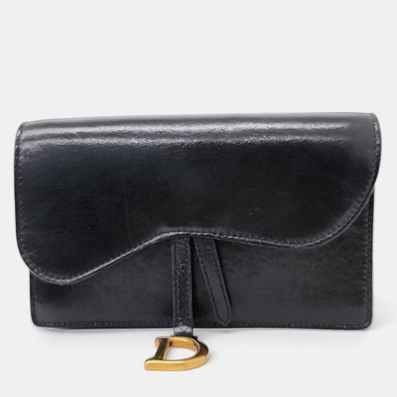 Dior Christian Black Leather Saddle Pouch