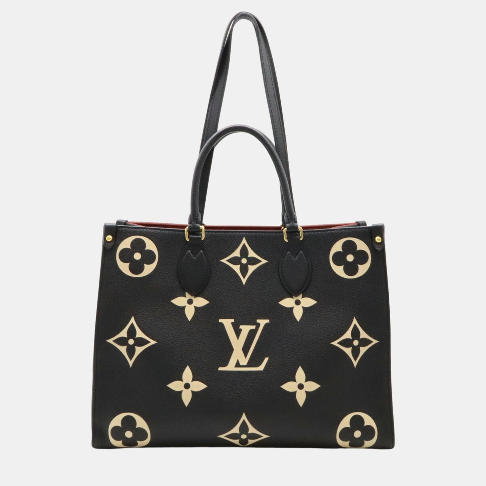 Louis Vuitton Schwarz-beige Monogramm Empreinte On the Go MM Einkaufstasche