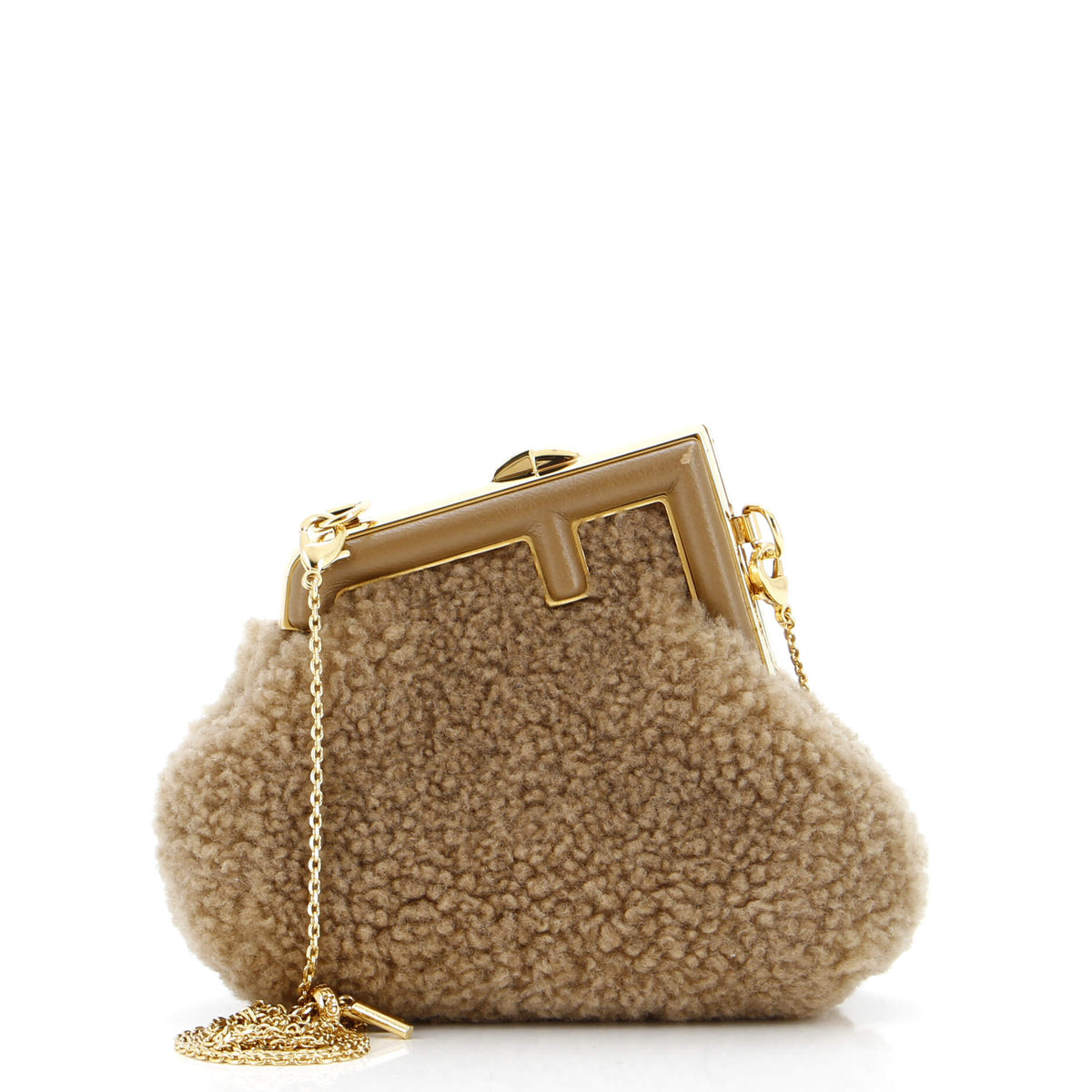 Fendi FENDI First Charm Crossbody Bag Shearling Nano