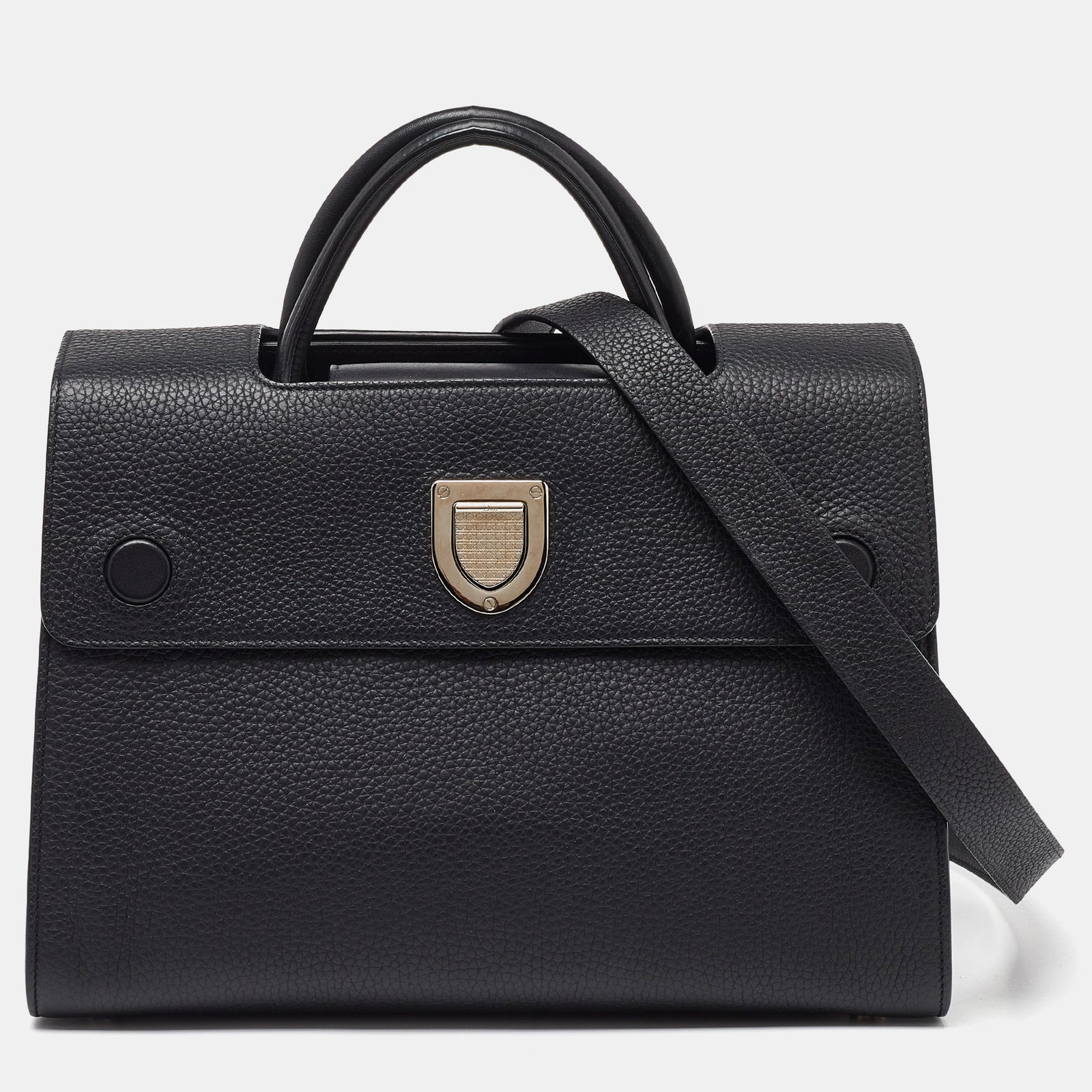 Dior Mittelgroße Diorever-Tasche aus schwarzem Leder