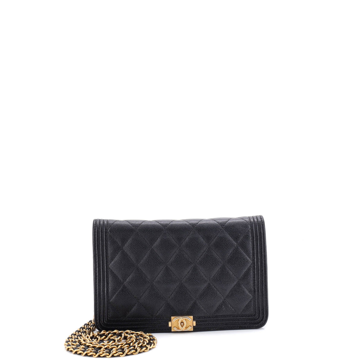 Chanel CHANEL Boy Wallet on Chain Quilted Caviar