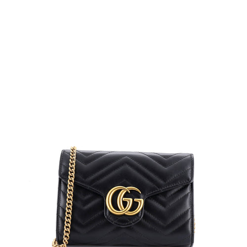 GUCCI GG Marmont Chain Wallet Matelasse Leather Mini