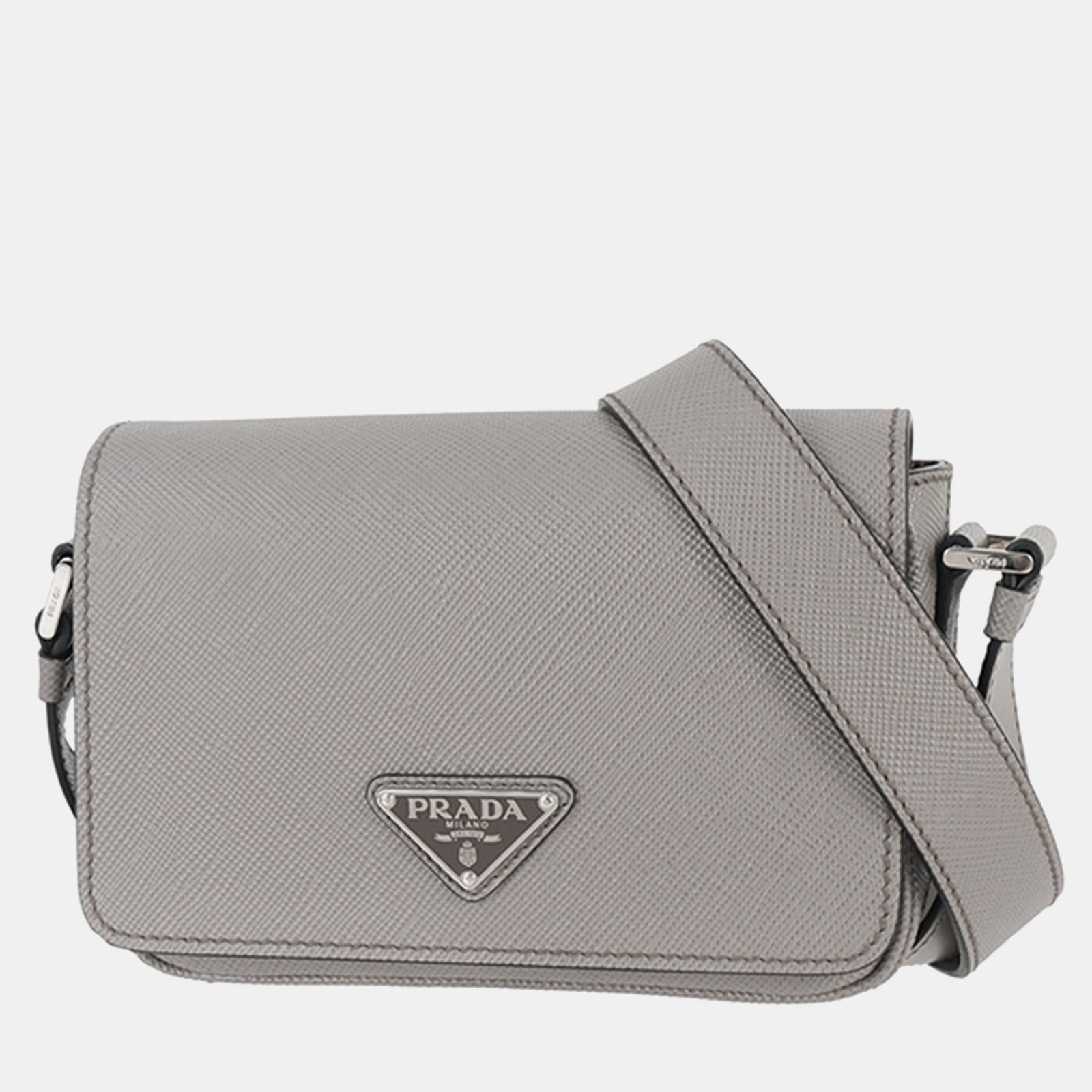 Prada Gray Saffiano Leather Crossbody Bag