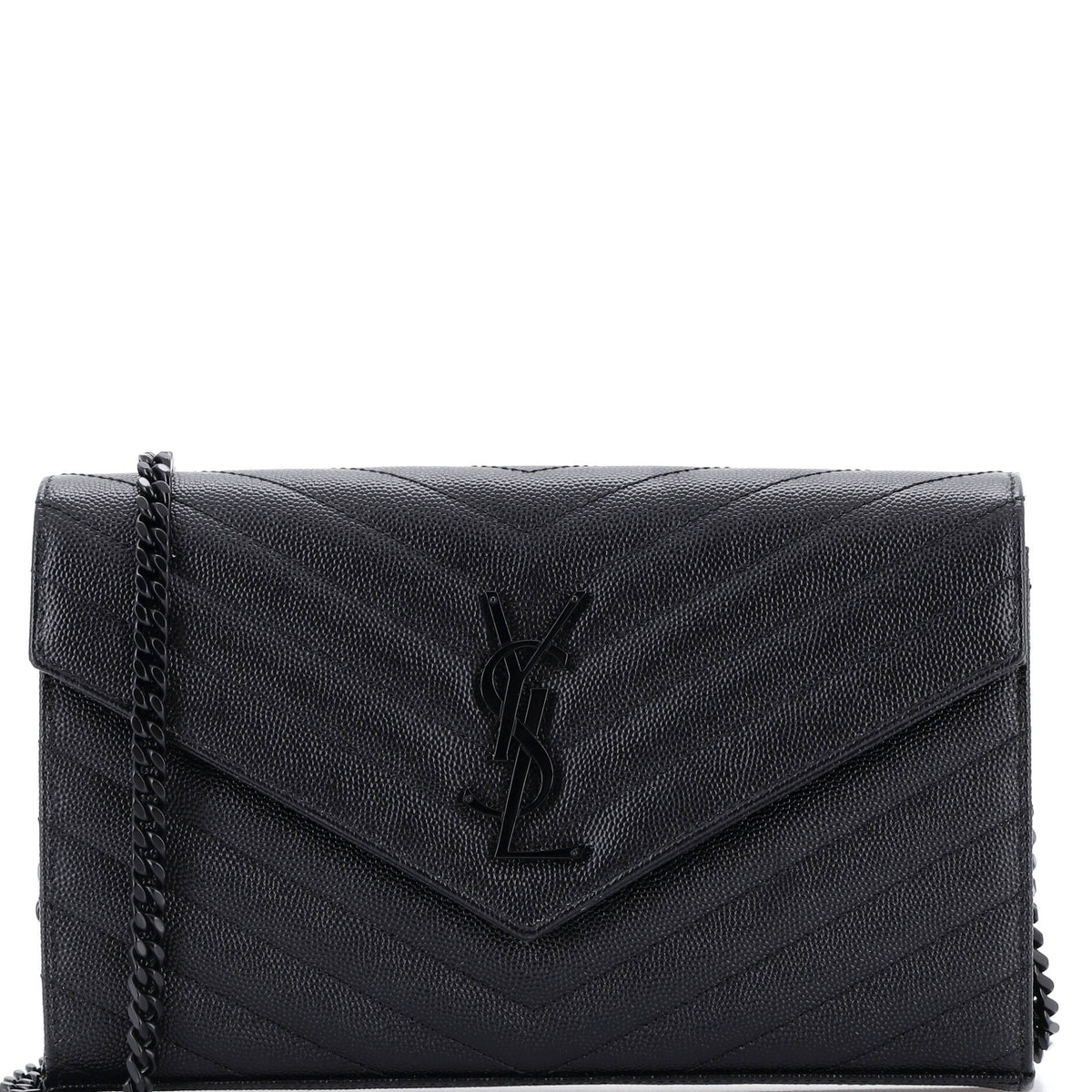 Saint Laurent Classic Monogram Wallet on Chain Matelasse Chevron Leather Medium