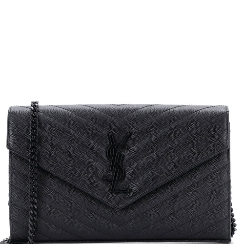 Classic Monogram Wallet on Chain Matelasse Chevron Leather Medium
