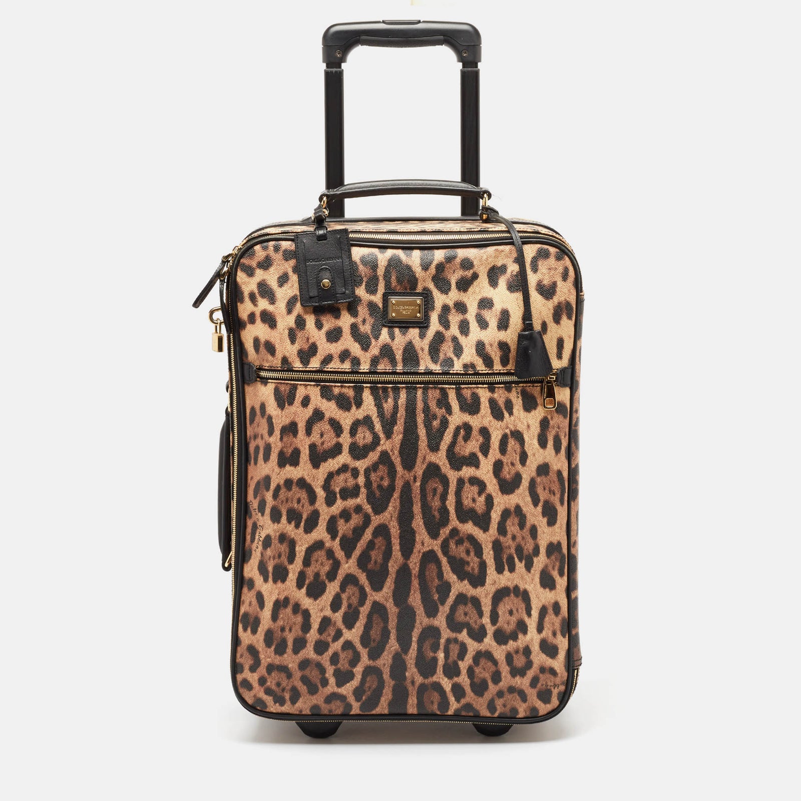 Dolce & Gabbana Trolley aus beschichtetem Canvas mit Leopardenmuster in Braun