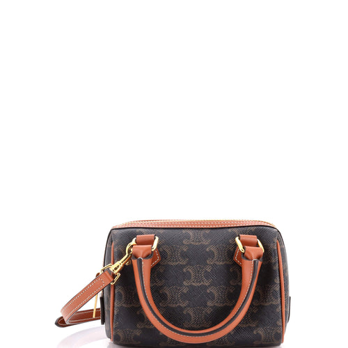 CELINE Boston Bag Triomphe Coated Canvas Mini