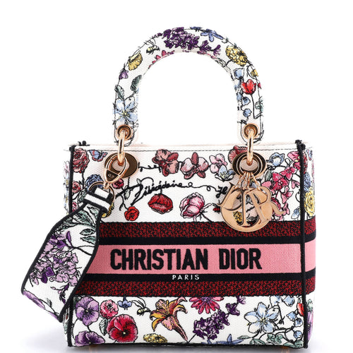 Lady D-Lite Bag Embroidered Canvas Medium