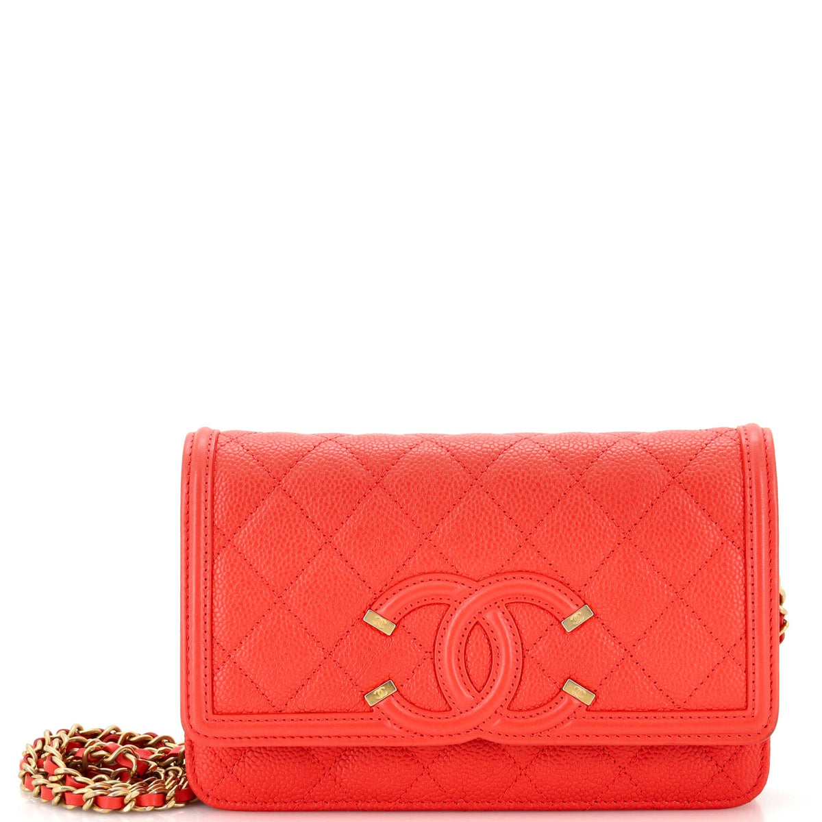 Chanel CHANEL Filigree Wallet on Chain Quilted Caviar