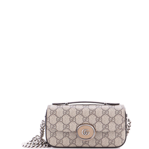 GUCCI Petite GG Flap Shoulder Bag GG Coated Canvas Mini