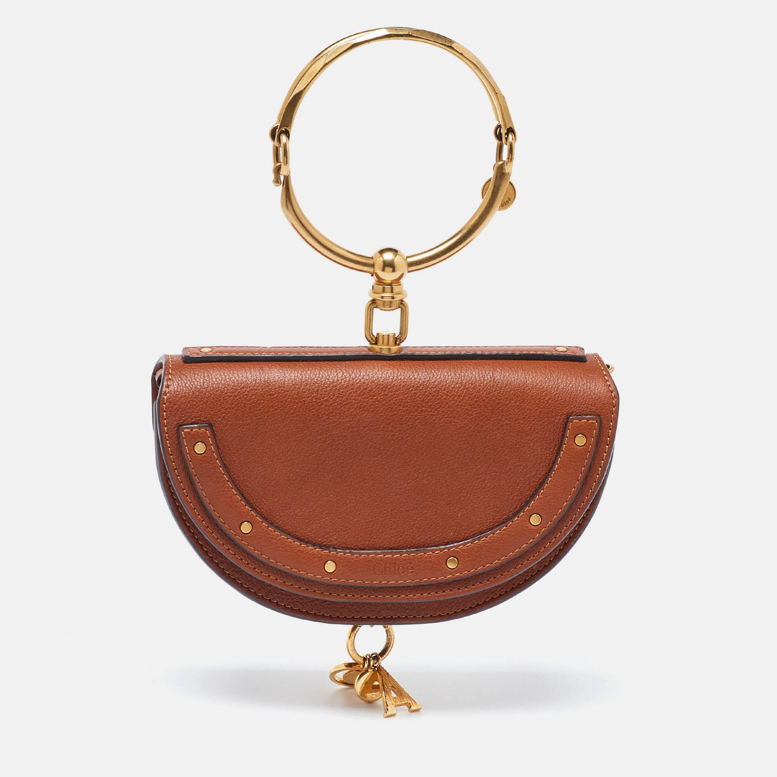 Chloe Tan Leather Small Nile Bracelet Minaudiere Bag