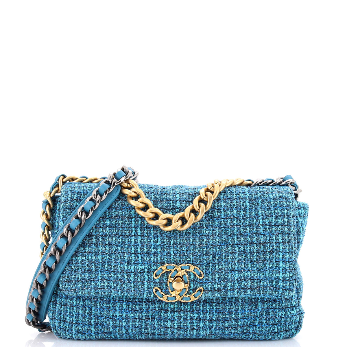 Chanel CHANEL 19 Flap Bag Quilted Tweed Medium
