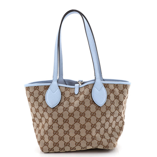 GUCCI Reversible Totissima Shopping Tote Leather and GG Canvas Small