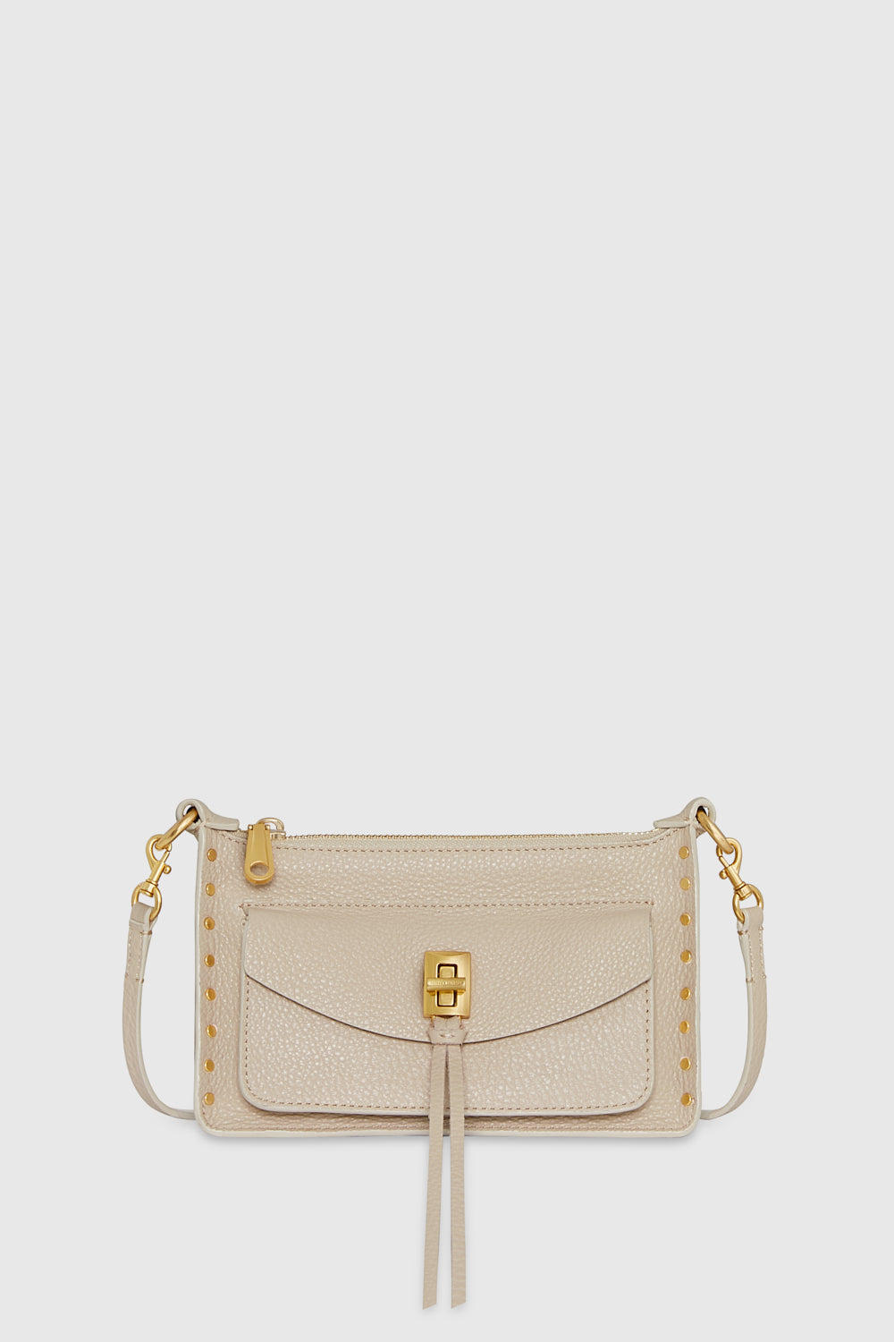 Rebecca Minkoff Darren Mini Top Zip Crossbody Bag In Stone