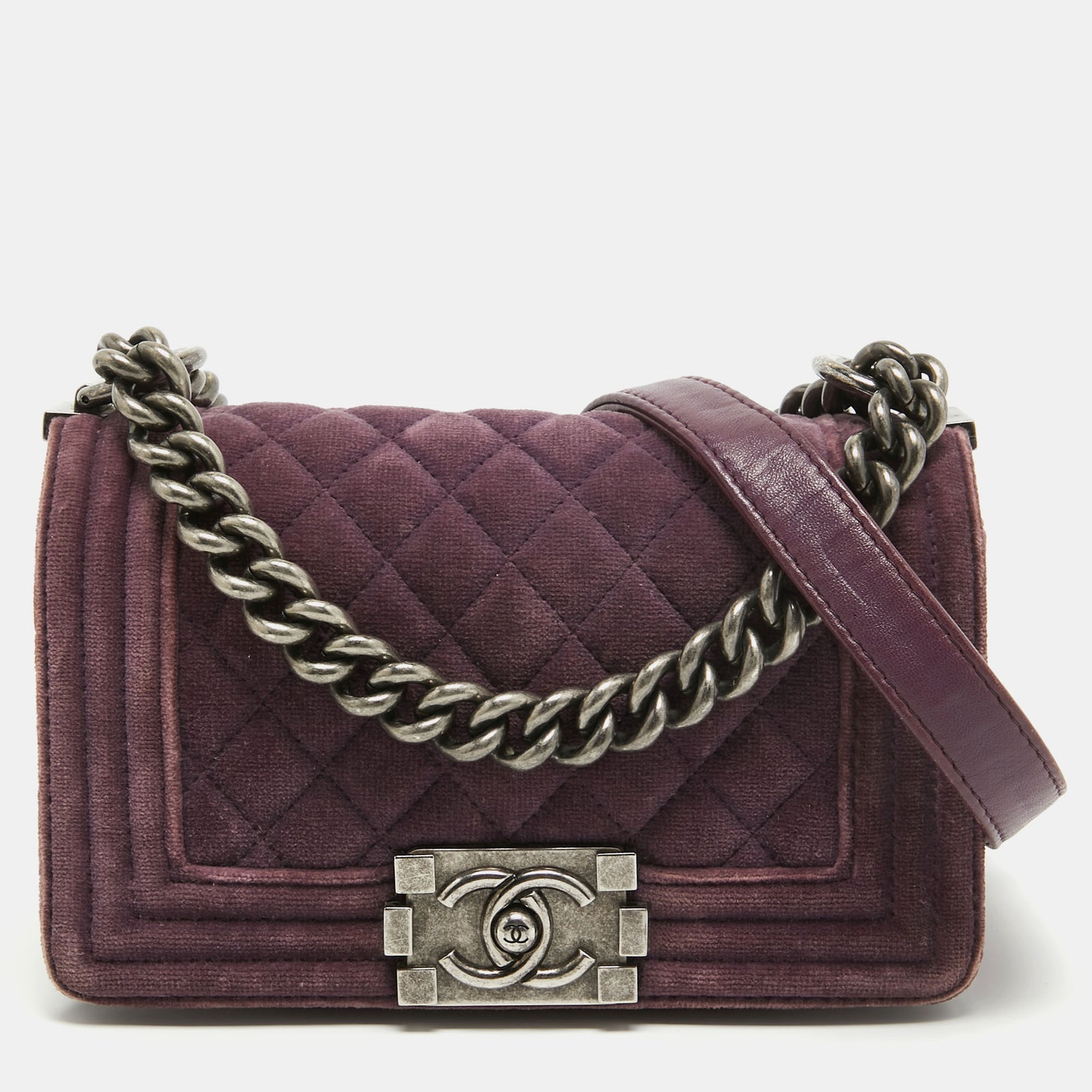 Chanel Purple Velvet Small Boy Bag