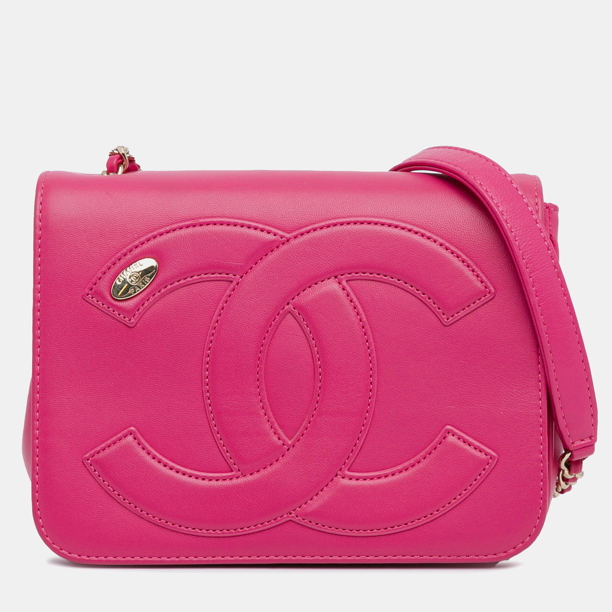 Chanel Pink Leather CC Mania Flap Bag