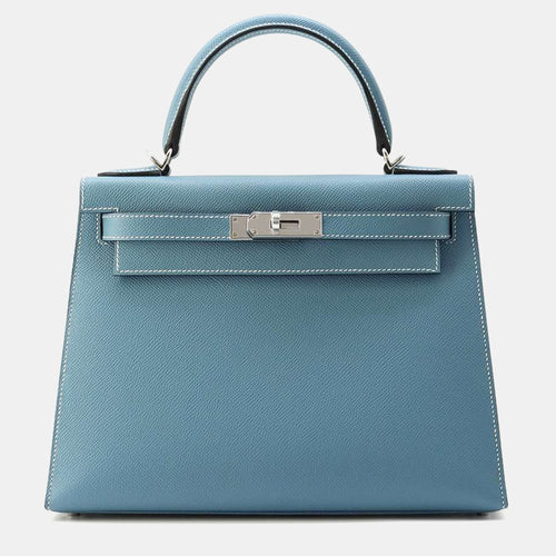 Bleu Jean Leather Kelly Sellier 28 Top Handle Bag