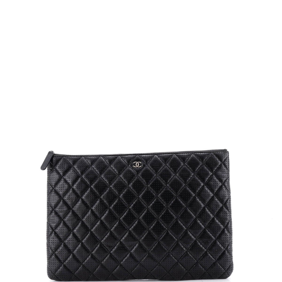 Chanel CHANEL O Case Clutch Quilted Perforated Lambskin Large