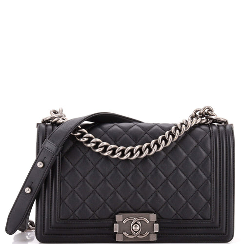 CHANEL Boy Flap Bag Quilted Lambskin Old Medium