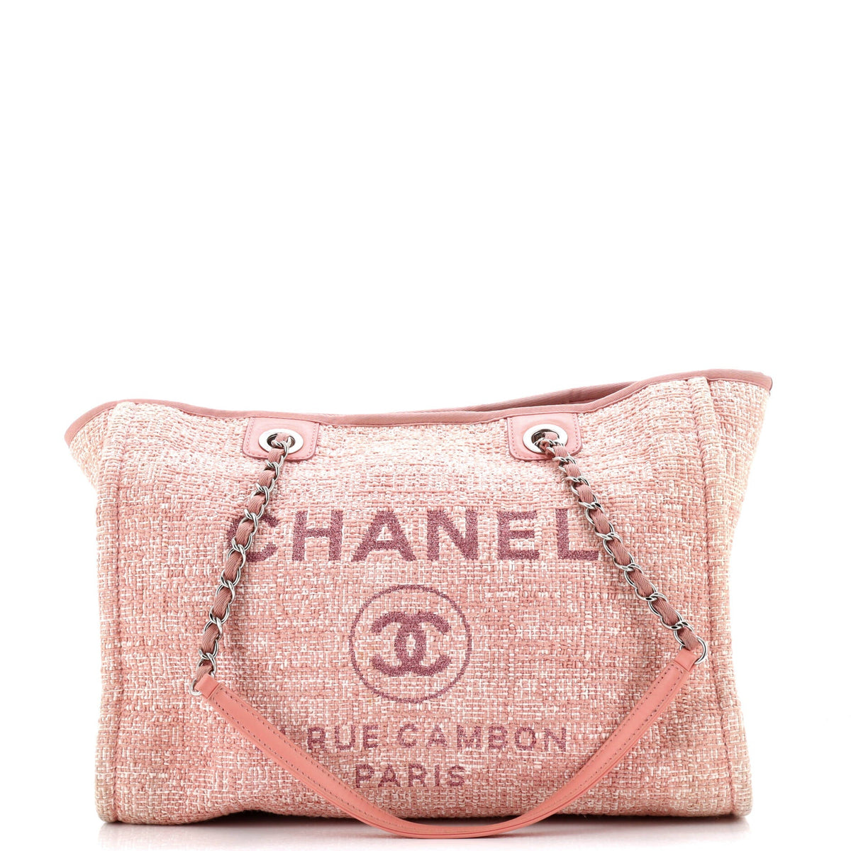 Chanel CHANEL Deauville Tote Raffia with Glitter Detail Small