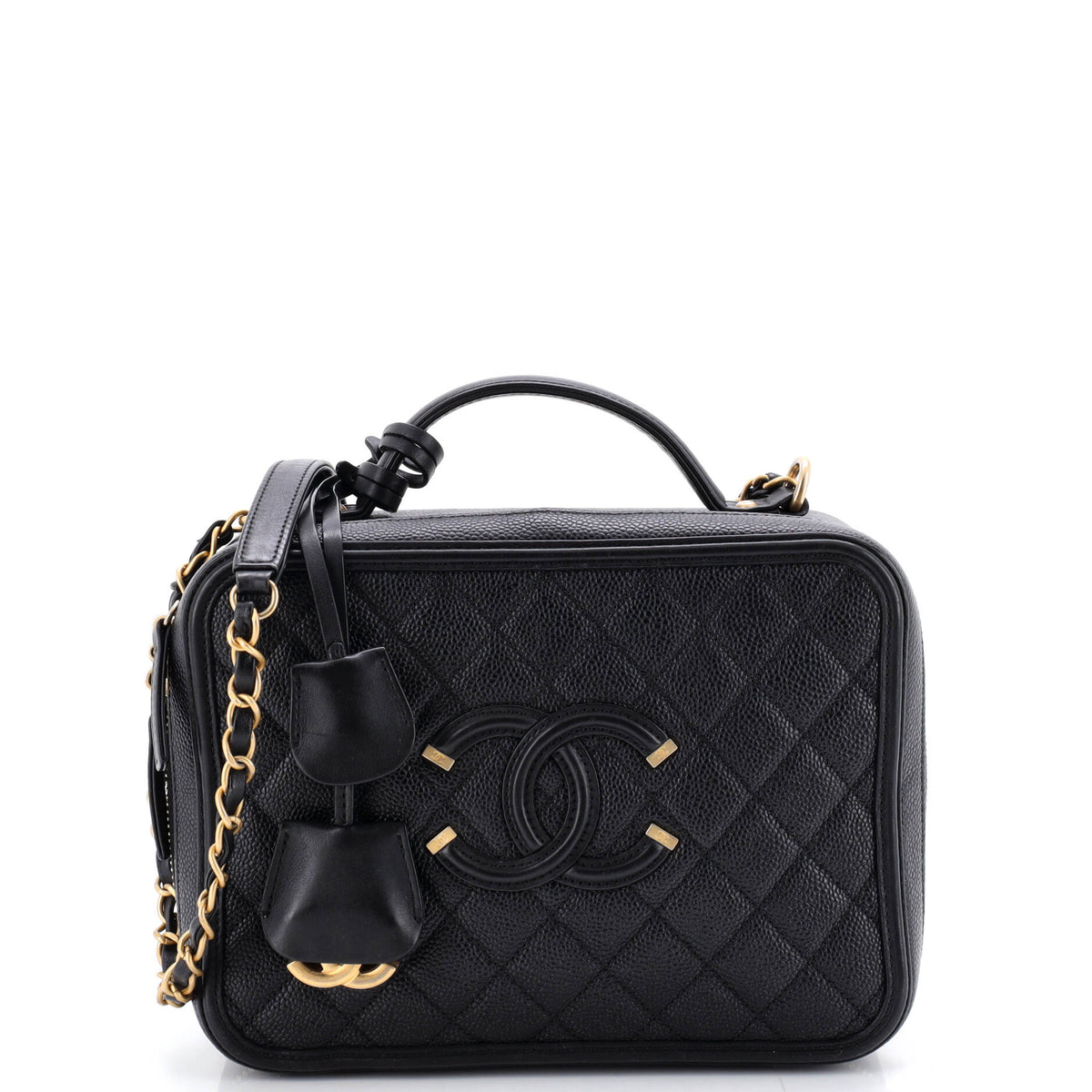 Chanel CHANEL Filigree Vanity Case Quilted Caviar Large