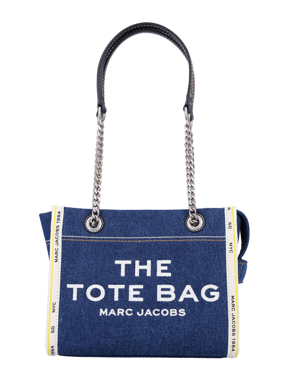 Marc Jacobs Women's The Denim Chain Small Tote Bag in Dark Wash | 24A2F4HTT029H05 Color 473