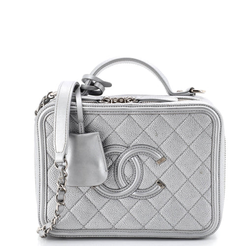 CHANEL Filigree Vanity Case Quilted Caviar Medium
