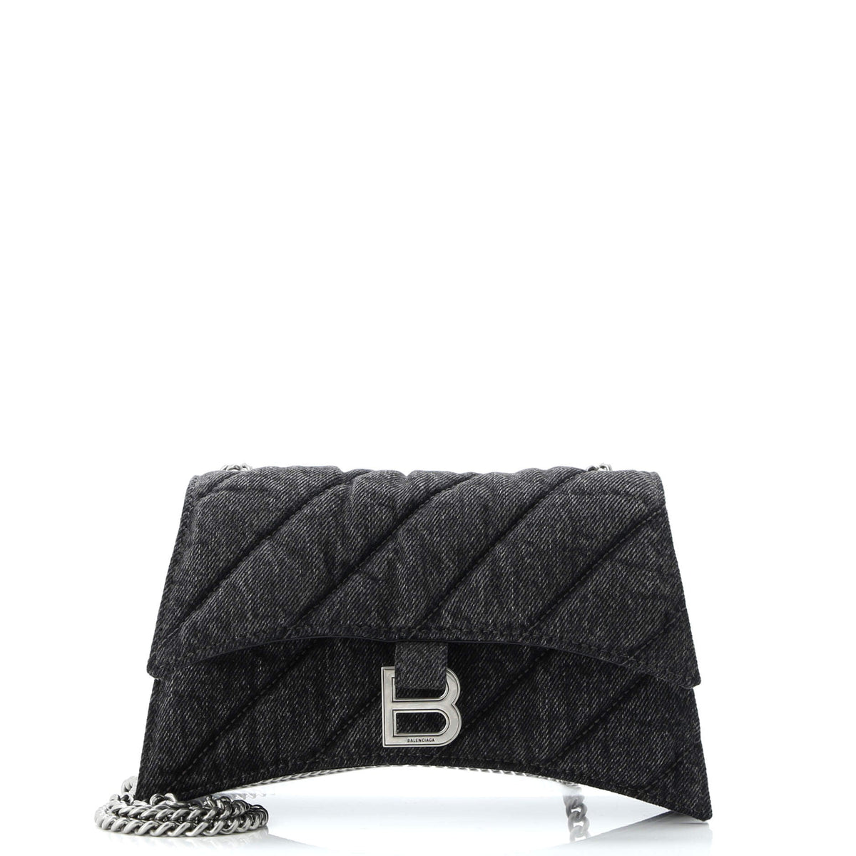Balenciaga Crush Chain Flap Bag Quilted Denim Small