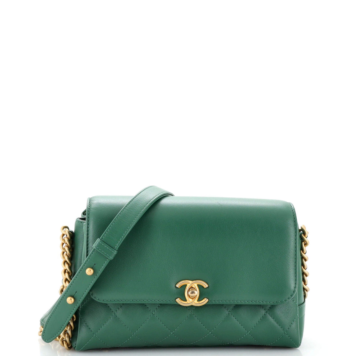 Chanel CHANEL Side Chain Compartment Flap Bag Quilted Goatskin Medium